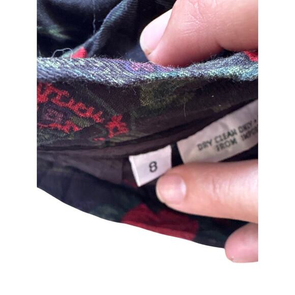 Vintage Talbots Black Floral Midi Skirt w/ Pockets Cottagecore M USA - Picture 3 of 4